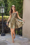 Nox Anabel A825 Short Metallic A-Line Homecoming Dress
