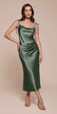 CLEARANCE - Cinderella Divine BD103 Satin Mauve Midi Length Dress Neck (Size S)