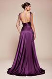 Cinderella Divine BD104 Satin A-Line Dress Cowl Neckline Tie Straps