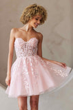 Amelia Couture BZ9024s Short A-Line Tulle Strapless Floral Applique Dress