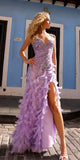 Nox Anabel C1413 Long Sequin Embroidered Applique Fitted Feather Gown