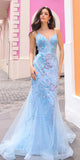 Nox Anabel C1416 Long Sequin Embroidery V-Neck Open Back Mermaid Gown