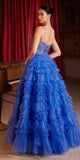 Ladivine C152 Long Glitter Flocked Tiered Ruffle A-Line Ball Gown