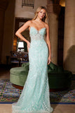 Nox Anabel C1599 Strapless Beaded Tulle Dress with Lace-Up Back