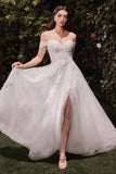 Ladivine C159W Off The Shoulder A-Line Lace & Tulle Wedding Dress