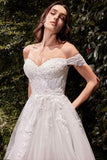 Ladivine C159W Off The Shoulder A-Line Lace & Tulle Wedding Dress