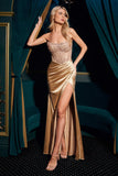 Ladivine C161 Strapless Crystal and Satin Fitted Dress