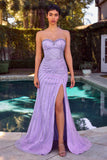 Ladivine C166 Dress Fitted Strapless Embellished Prom Gown