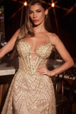 Ladivine C167 Dress Glitter Printed Fitted Gown With Overskirt