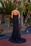 Nox Anabel C1723 Stretch Satin Halter Neckline Fitted Prom Gown