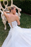 Ladivine C174W Sweetheart Neck 3D Floral Applique A-Line Strapless Gown
