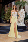 Nox Anabel C1845 Fitted Off Shoulder Embellished Shimmer Jersey Prom Gown