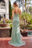 Nox Anabel C1877 Fully Beaded Fitted Tulle Dress V-Neckline Prom Gown