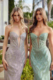 Nox Anabel C1877 Fully Beaded Fitted Tulle Dress V-Neckline Prom Gown
