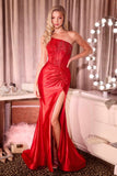 Ladivine CA114 Strapless Asymmetrical Neckline Stunning Fitted Gown
