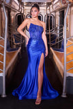 Ladivine CA114 Strapless Asymmetrical Neckline Stunning Fitted Gown
