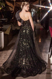 Ladivine CB157 Dress One Shoulder Black Ball Gown