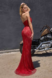 Ladivine CB162 Fitted Strapless Scoop Neck Leg Slit Beaded Gown