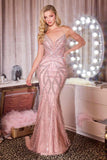 Ladivine CC0688 Dress Pearl and Crystal Strapless Fitted Gown