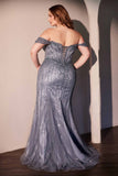 Ladivine CC341C Off The Shoulder Beaded Curve Gown