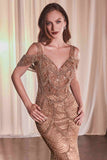 Ladivine CC4020 Dress Fully Embellished Fit & Flare Gown - Sienna