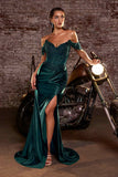 Ladivine CC456 Glitter Satin Strech Fitted Evening Gown