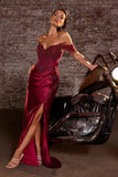 Ladivine CC456 Glitter Satin Strech Fitted Evening Gown