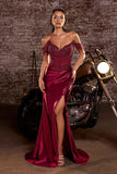 Ladivine CC456 Glitter Satin Strech Fitted Evening Gown