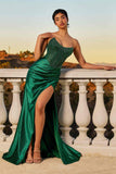Ladivine CC467 Dress Scoop Neck Strapless Fitted Satin Prom Gown