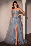 Ladivine CC487 Dress Strapless Layered Tulle A-Line Gown