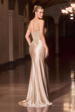 Ladivine CC491 Strapless Sweetheart Corset Bodice Fitted Satin Dress