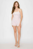 Shirred Ribbon Lace Corset Romper