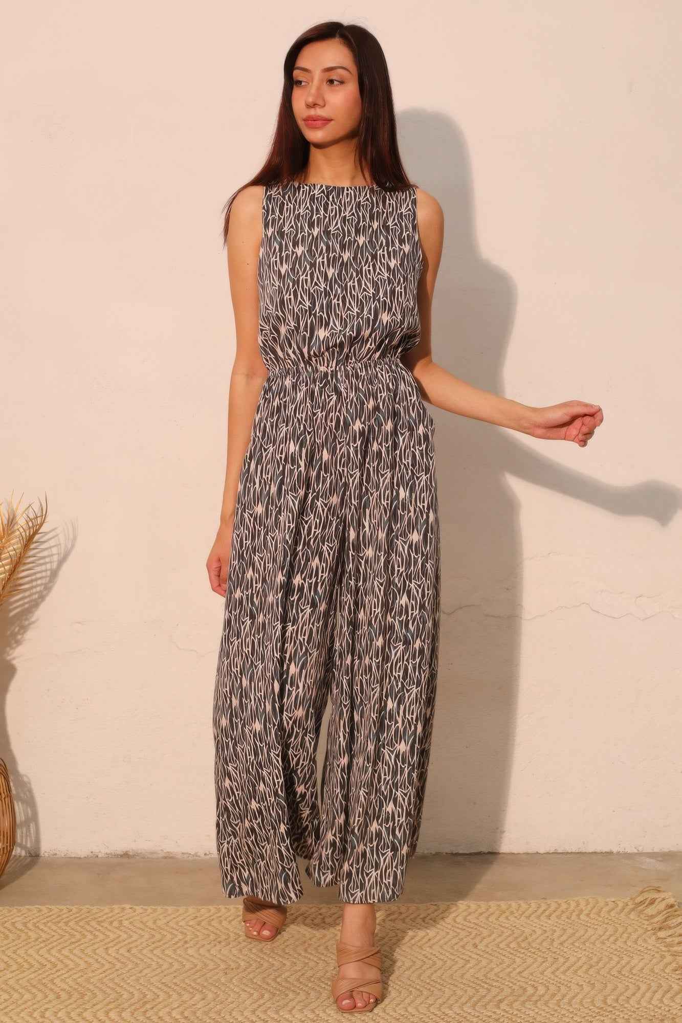 Night Meadow Sleeveless Bubble Jumpsuit