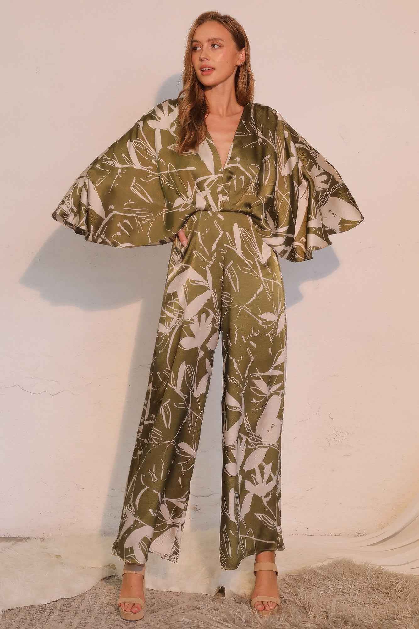 Dreaming Lily Satin Cape Jumpsuit