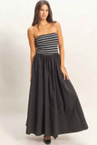 Striped Strapless Flowy Midi Dress