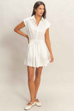 Sleeveless Collared Shirred Mini Dress