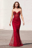 Ladivine CC8885 Strapless Sweetheart Fitted Rhinestone Gown