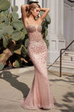 Ladivine CC8885 Strapless Sweetheart Fitted Rhinestone Gown