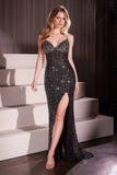 Ladivine CC8918 Dress Fitted Black Embellished Gown