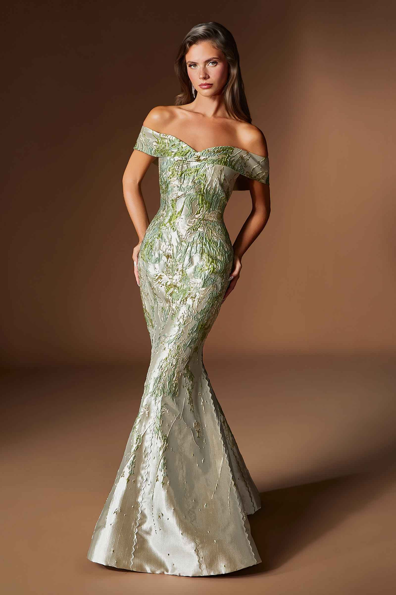 loft mermaid dress Glitter-Lace Long Prom Dress with Sheer Corset PromGirl