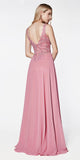 Cinderella Divine CD0133 Floor Length A-Line Chiffon Gown Rose Lace Bodice With Slit