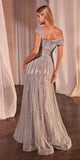 Ladivine CD0238 Asymmetrical Off The Shoulder A-Line Beaded Gown