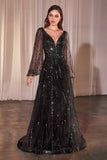 Ladivine CD0240 Dress Long Sleeve A-Line Beaded Gown