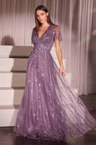Ladivine CD0241 Dress Sequin Embellished A-Line Gown - ENGLISH VIOLET