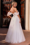 Ladivine CD2426W Off-Shoulder Corset Tulle Ball Gown with Floral Applique