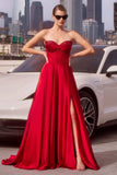 Ladivine CD297 Dress Strapless Beaded Satin A-Line Prom Gown