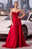 Ladivine CD297 Dress Strapless Beaded Satin A-Line Prom Gown