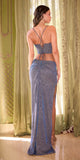 Ladivine 350 Long Two-Piece Glitter Corset Slit Dress
