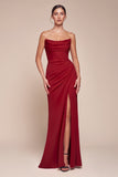 Ladivine CD355 Long Strapless Chiffon Scoop Neck Gown