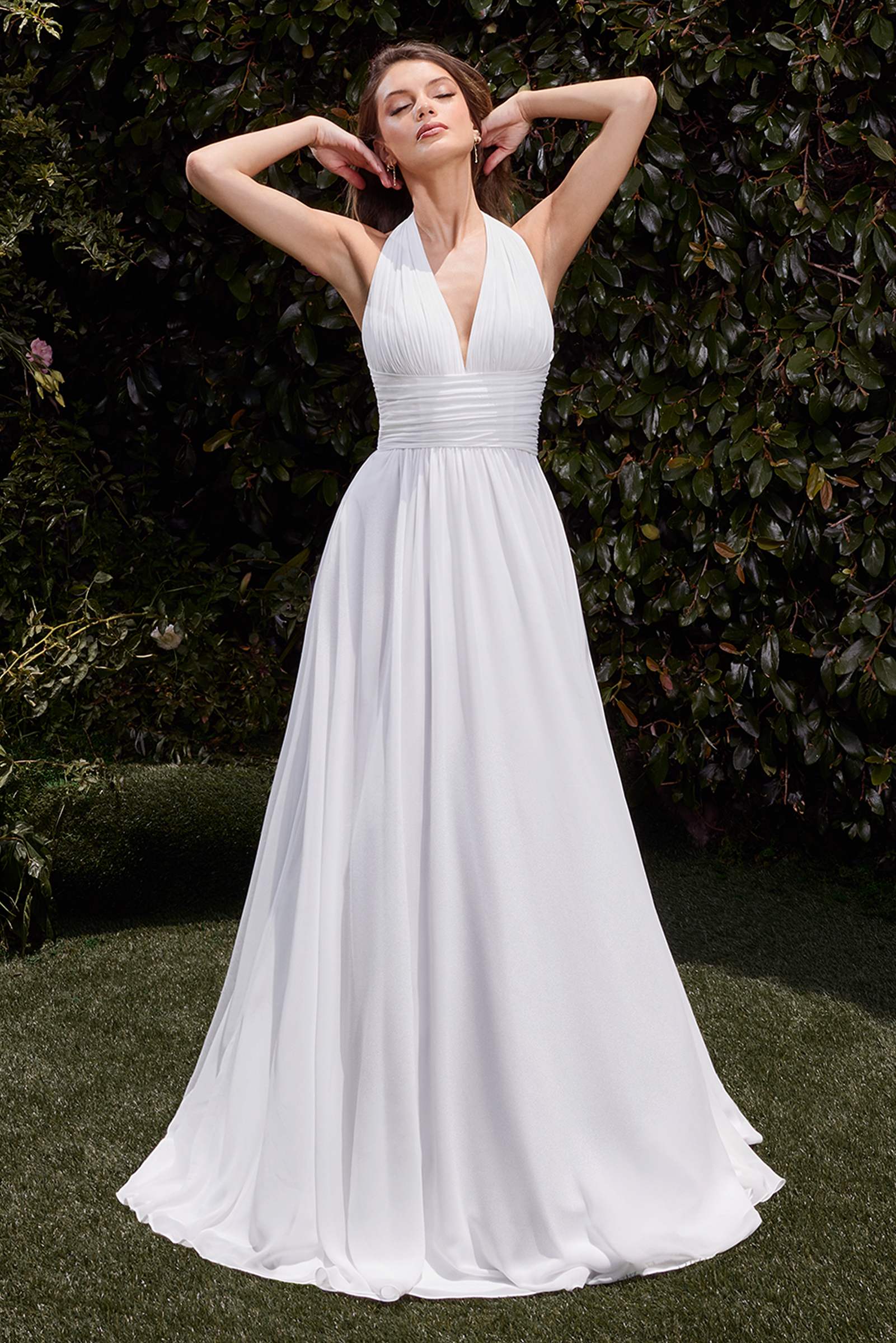 Ladivine CD372W Dress Satin Halter Neckline A-Line Bridal Gown